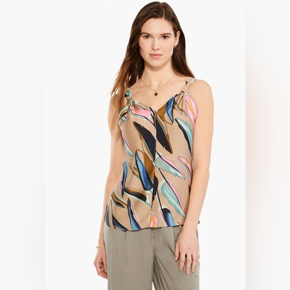 NIC+ZOE Multicolor Feather Print blouse size M - Picture 1 of 7